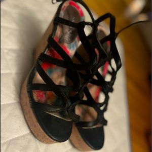 Black summer wedges, like new , brand madden girl